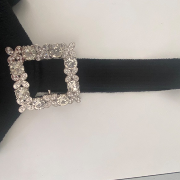 Black Knit Crop Top or Tank With Crystal Detail - Picture 5 of 7